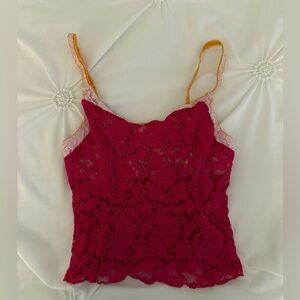 Free People Red Lace Camisole